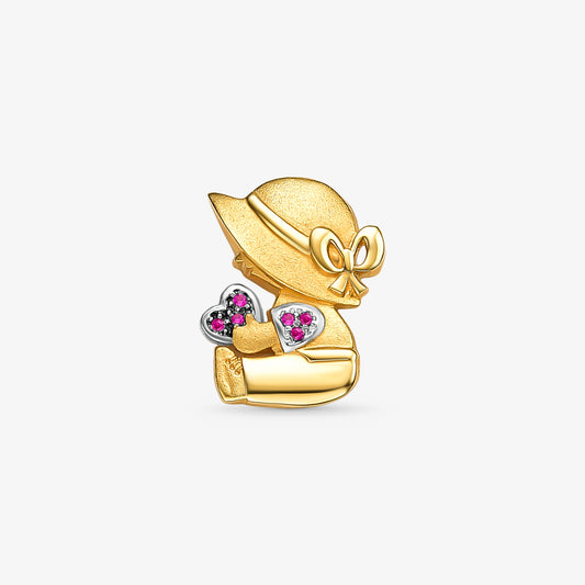 Pingente Menina com Rubis Naturais em Ouro Amarelo 18K