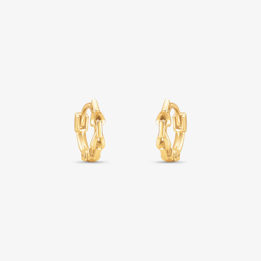 Brinco Argola Trabalhada Pequena em Ouro Amarelo 18K