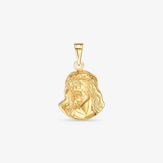 Pingente Face de Cristo Pequeno em Ouro Amarelo 18K