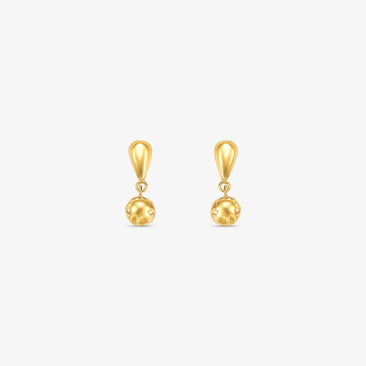 Brinco Baby Pendente Bola em Ouro Amarelo 18K