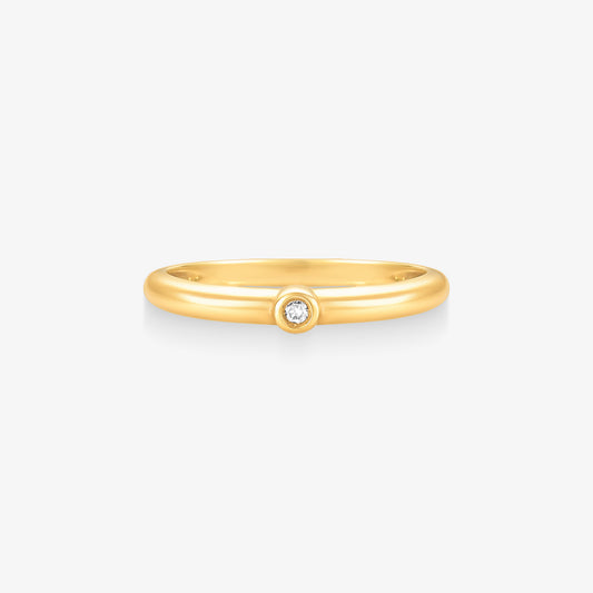 Anel Solitário Arco com Diamante em Ouro Amarelo 18K