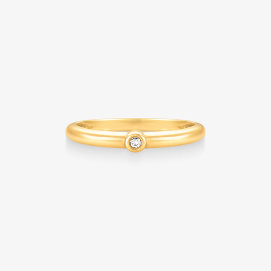 Anel Solitário Arco com Diamante em Ouro Amarelo 18K