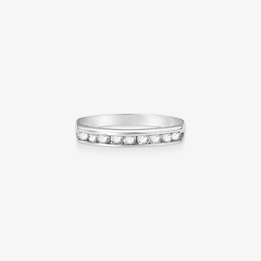 Anel Meia Aliança Éden com Diamantes em Ouro Branco 18K