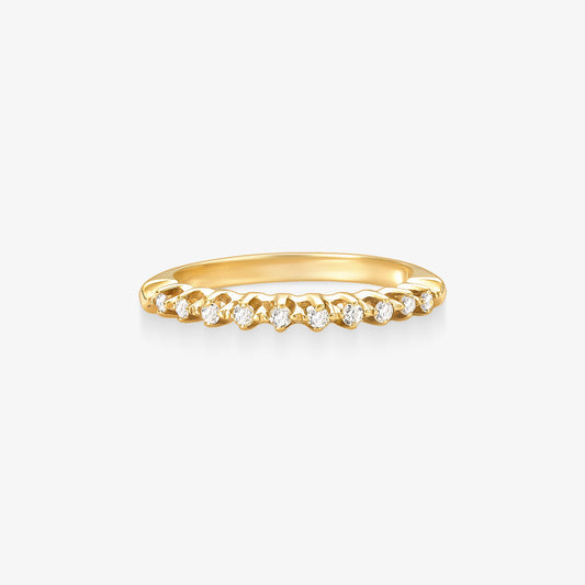 Anel Meia Aliança Gala com Diamantes em Ouro Amarelo 18K