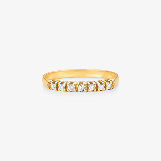 Anel Meia Aliança Lis I com Diamantes em Ouro Amarelo 18K