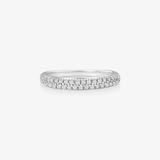 Anel Pavé S com Diamantes em Ouro Branco 18K