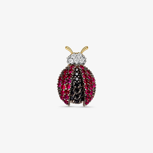 Pingente Joaninha com Pedras em Ouro Amarelo 18K