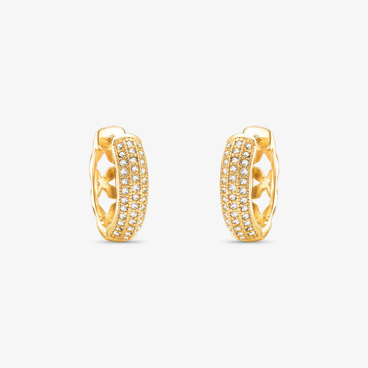 Brinco Argola com Pedras em Ouro Amarelo 18K