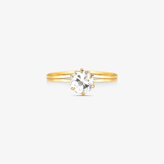 Anel Solitário Lunar em Ouro Amarelo 18K