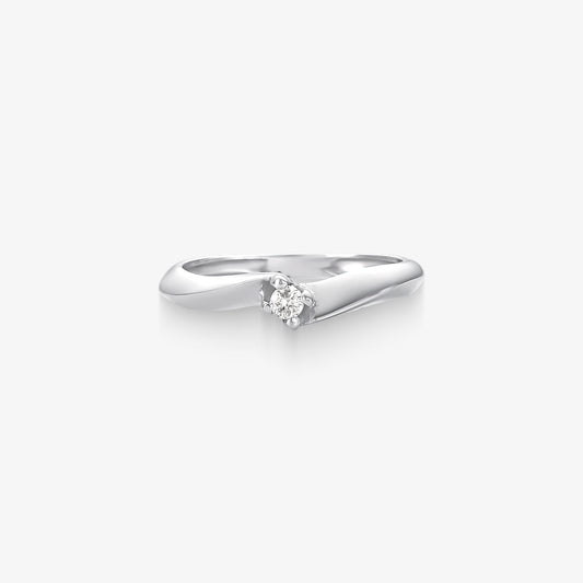 Anel Solitário Dulce com Diamante em Ouro Branco 18K