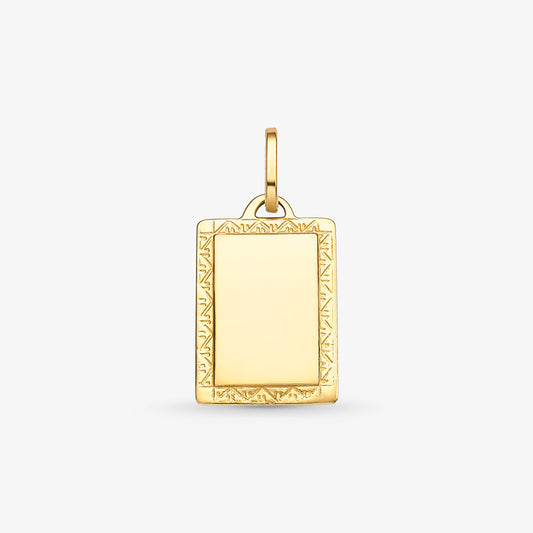 Pingente Placa Retangular Fosco/Liso em Ouro Amarelo 18K