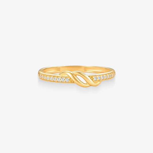 Anel Meia Aliança Trabalhada em Ouro Amarelo 18K