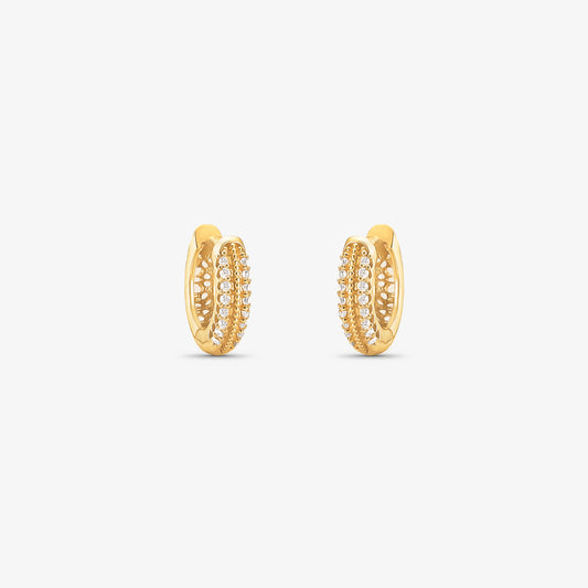 Brinco Argola PP com Pedras em Ouro Amarelo 18K