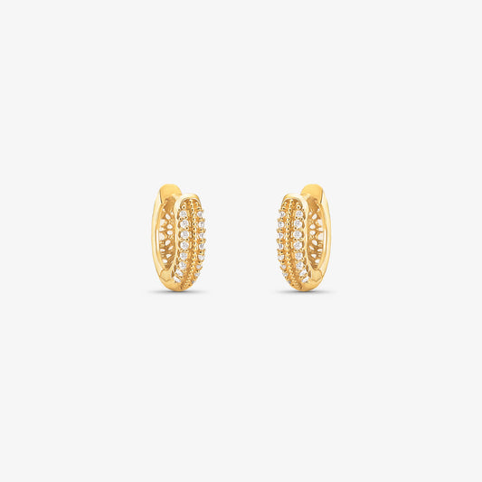 Brinco Argola PP com Pedras em Ouro Amarelo 18K