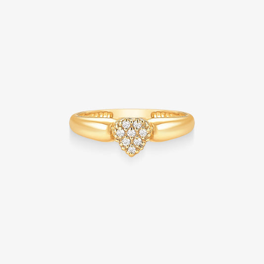 Anel Chuveiro Coração com Diamantes em Ouro Amarelo 18K