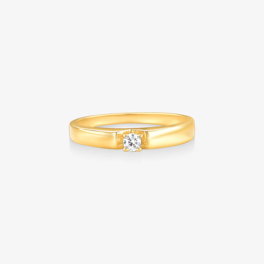 Anel Solitario Estrelado em Ouro Amarelo 18K
