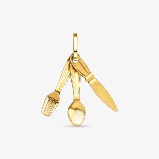 Pingente Garfo Faca e Colher em Ouro Amarelo 18K