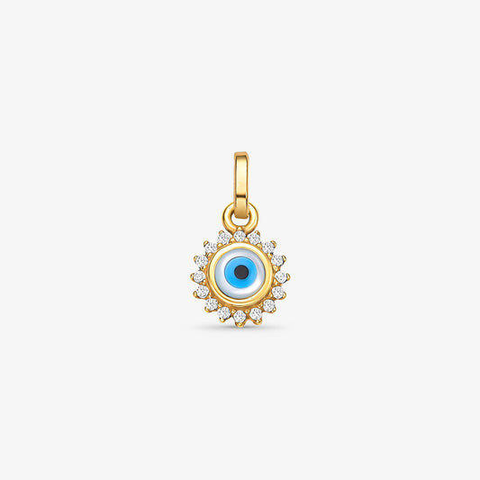 Pingente Olho Grego com Madri Pérola em Ouro Amarelo 18K