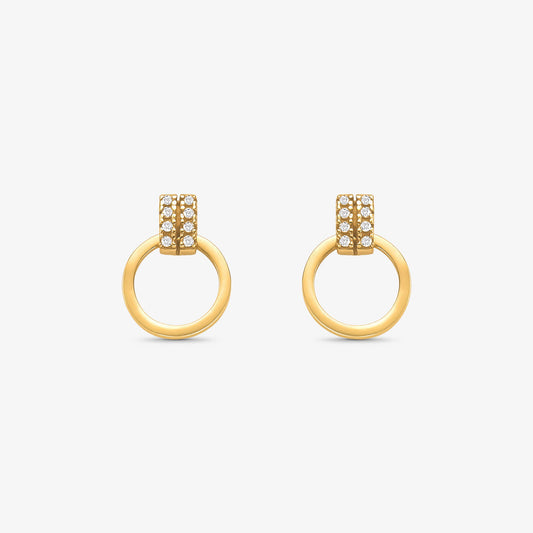 Brinco Círculo com Pedras em Ouro Amarelo 18K