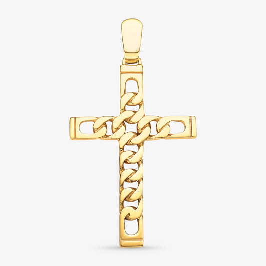 Pingente Cruz Trabalhada em Ouro Amarelo 18K
