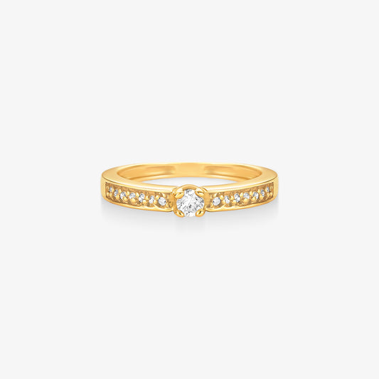 Anel Solitário Radia com Diamante em Ouro Amarelo 18K