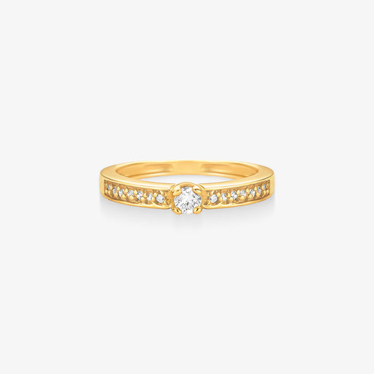 Anel Solitário Radia com Diamante em Ouro Amarelo 18K