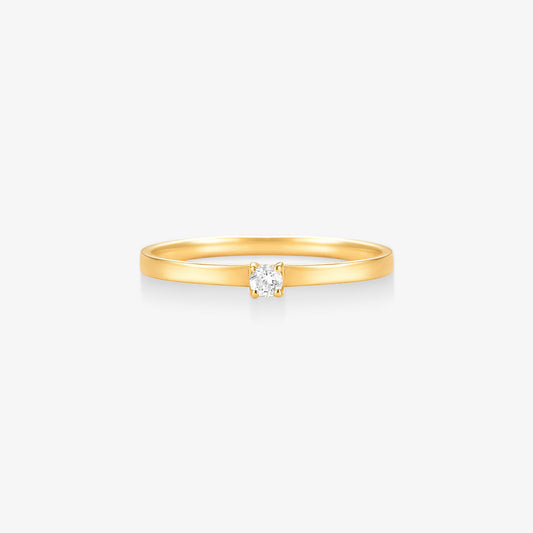 Anel Solitário Duna com Diamante em Ouro Amarelo 18K