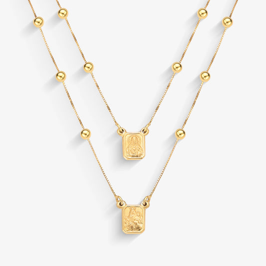 Escapulário Sagrado Coração com Fecho com 50cm em Ouro Amarelo 18K