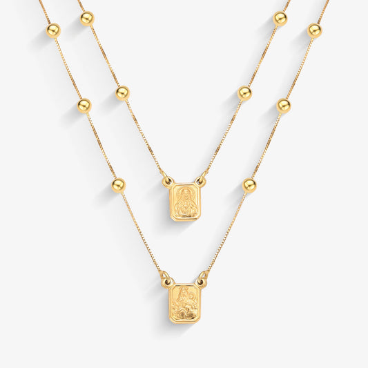 Escapulário Sagrado Coração com Fecho com 50cm em Ouro Amarelo 18K