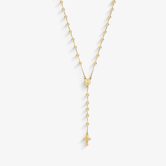 Terço Maria das Graças com 60cm em Ouro Amarelo 18K