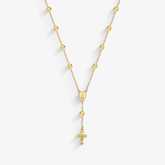 Terço Maria das Graças com 46cm em Ouro Amarelo 18K