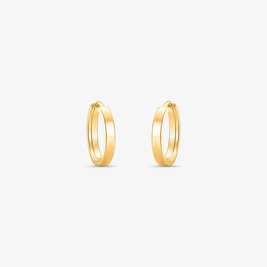 Brinco Argola Redonda Fio Retangular em Ouro Amarelo 18K