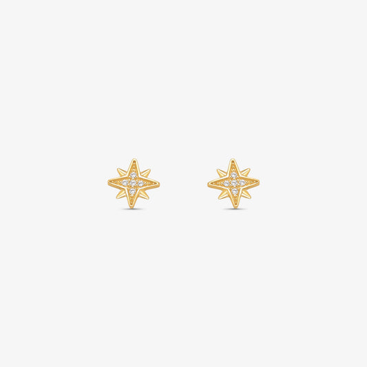 Brinco Baby Estrela Radiante em Ouro Amarelo 18K