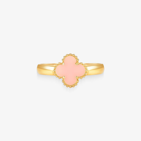 Anel Trevo Rosa Bebê em Ouro Amarelo 18K