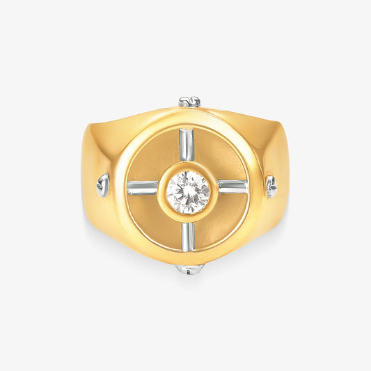 Anel Náutico com Diamantes em Ouro Amarelo 18K