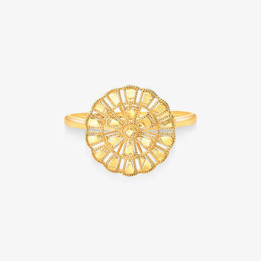 Anel Circulo Trabalhado em Ouro Amarelo 18K