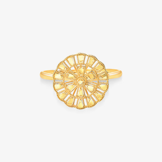 Anel Circulo Trabalhado em Ouro Amarelo 18K