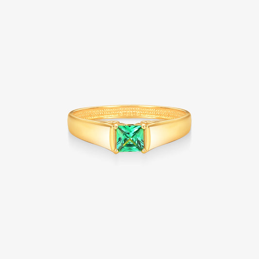 Anel Formatura Verde em Ouro Amarelo 18K