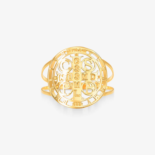 Anel São Bento Vazado em Ouro Amarelo 18K