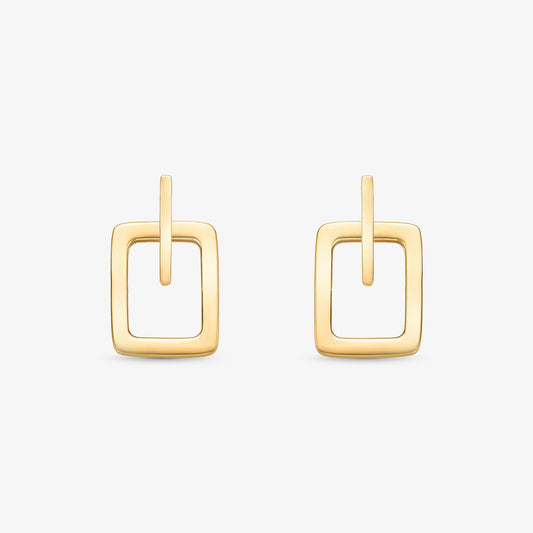 Brinco Retângulo Vazado em Ouro Amarelo 18K