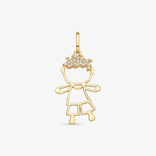 Pingente Menino Vazado com Pedra em Ouro Amarelo 18K