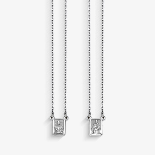 Escapulário Cartier Sagrado Coração PP com 60cm Ouro Branco 18K