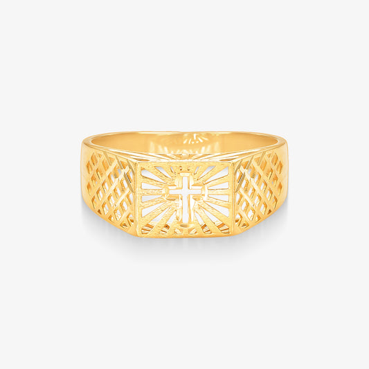 Anel com Cruz Vazado em Ouro Amarelo 18K