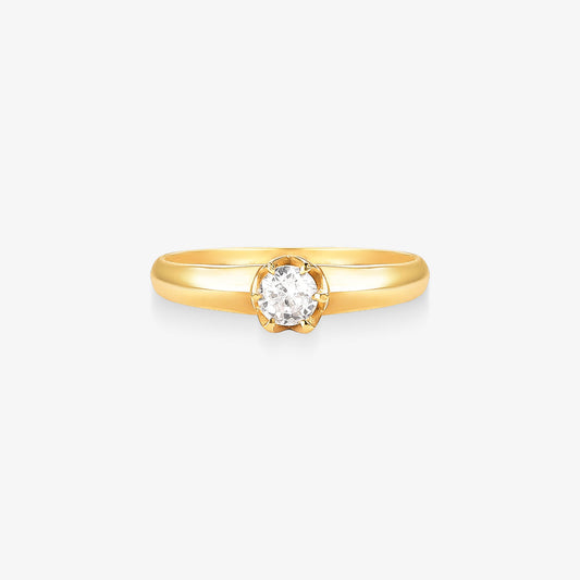 Anel Solitário em Ouro Amarelo 18K