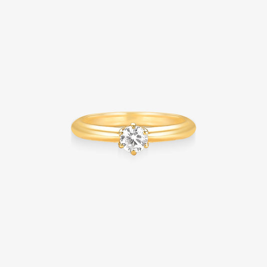 Anel Solitário em Ouro Amarelo 18K