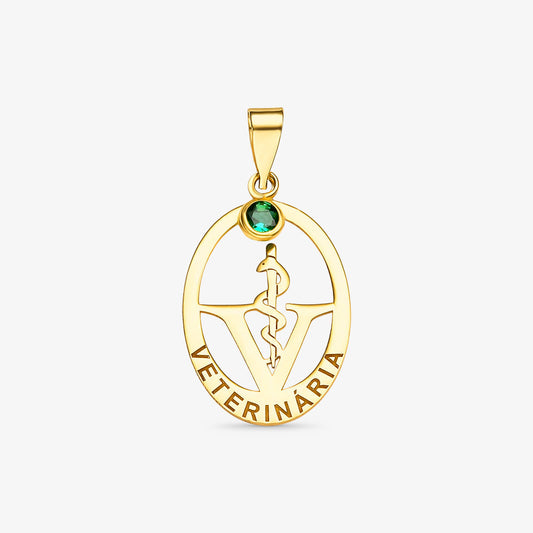 Pingente Medicina Veterinária em Ouro Amarelo 18K
