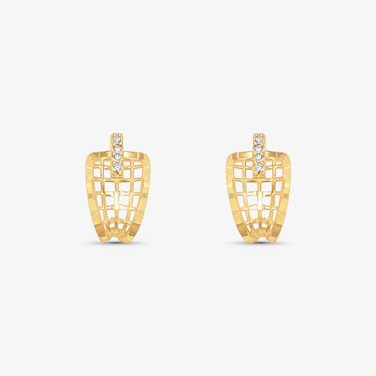Brinco Vazado com Zircônia em Ouro Amarelo 18K