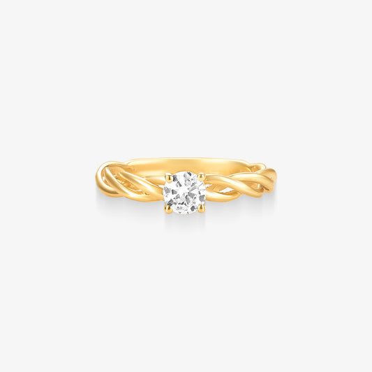 Anel Solitário Onyx com Diamante em Ouro Amarelo 18K