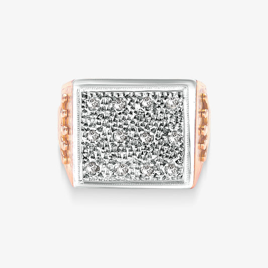 Anel Bicolor com Diamantes em Ouro 18K