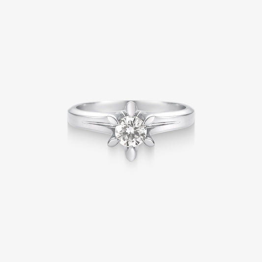 Anel Solitário Rhea com Diamante em Ouro Branco 18K